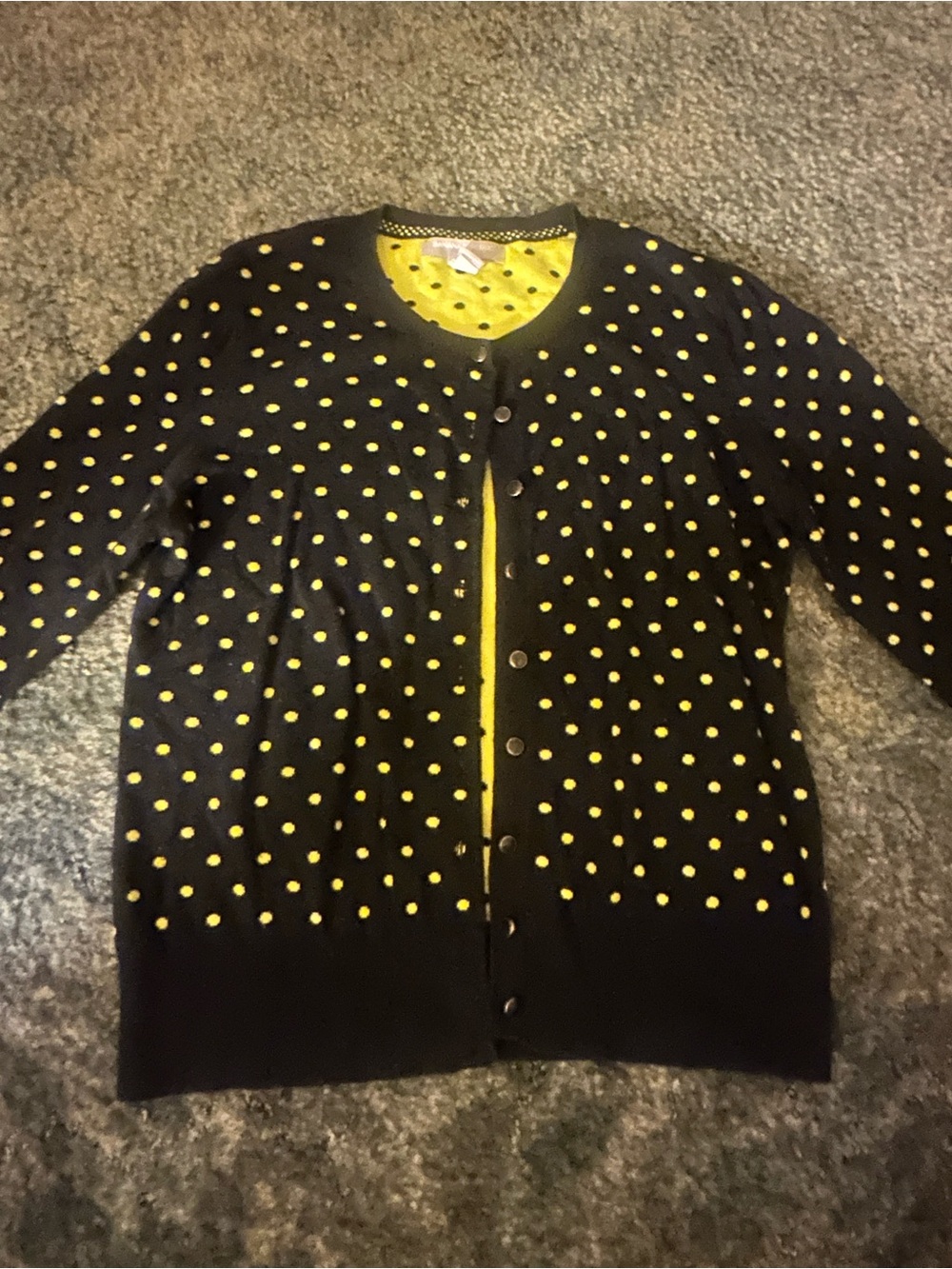 Banana Republic Black Cardigan with Yellow Polka Dots
